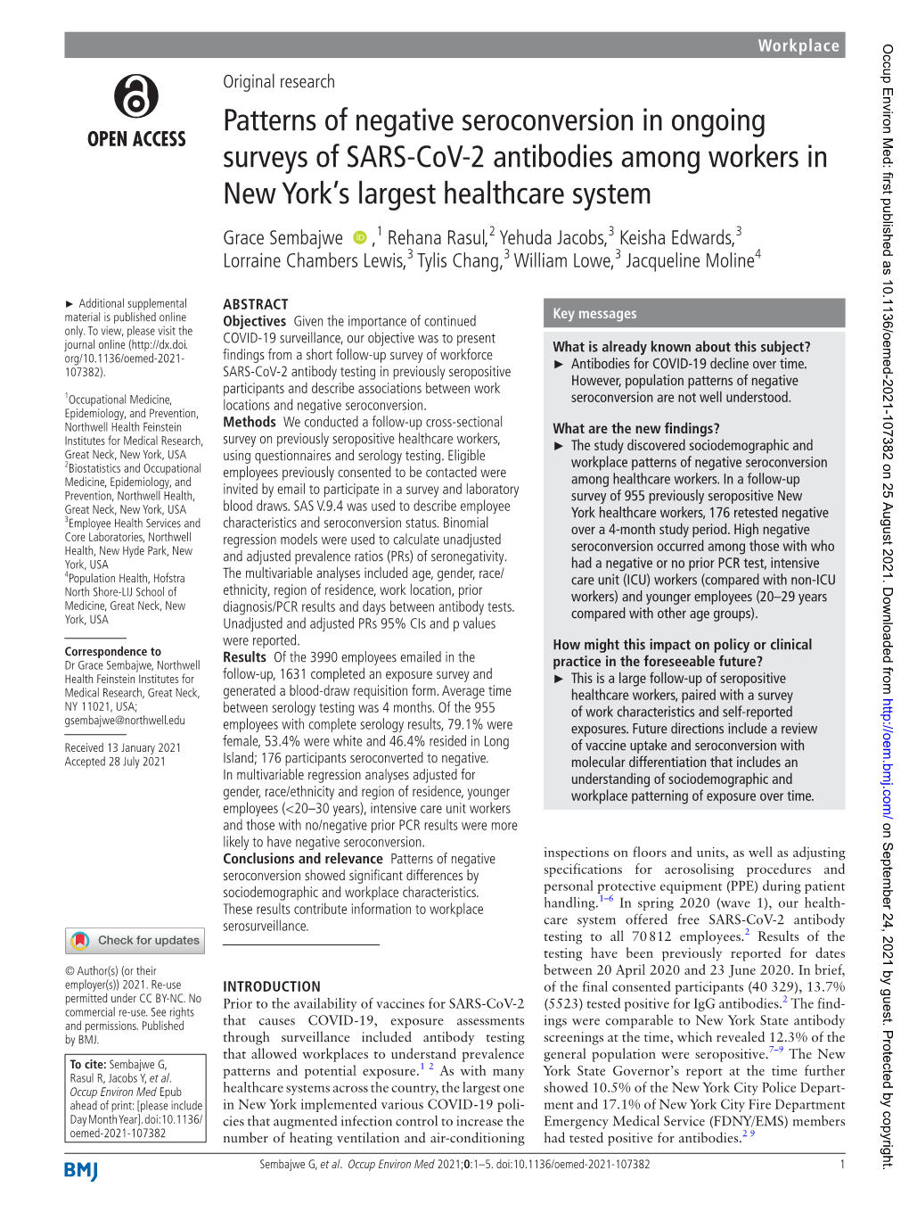 Patterns of Negative Seroconversion in Ongoing Surveys of SARS-Cov-2 Antibodies Among Workers in New York's Largest Healthcare