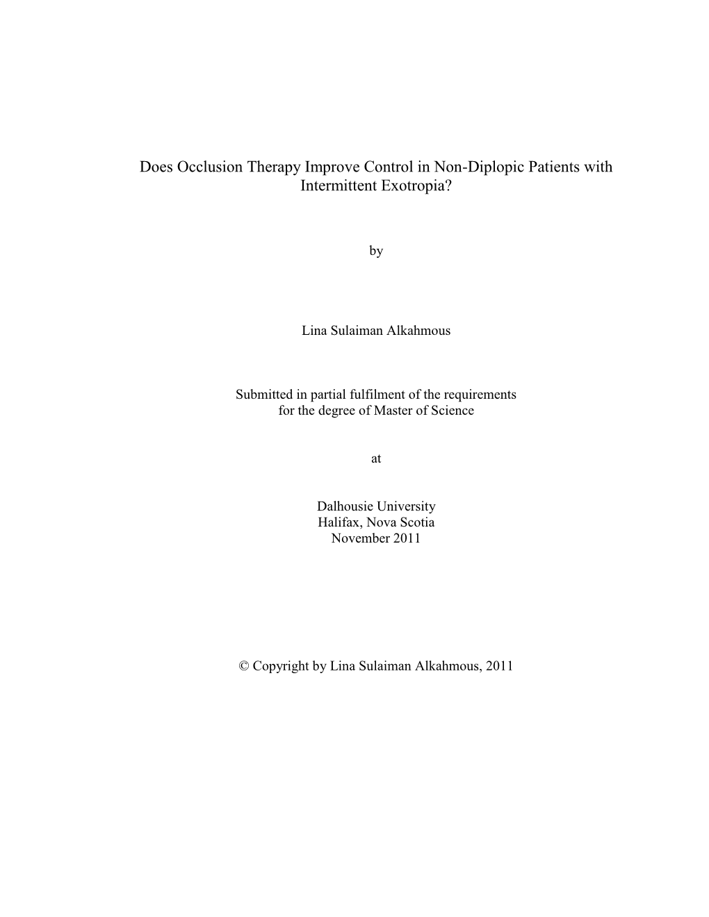 Does Occlusion Therapy Improve Control in Non-Diplopic Patients with Intermittent Exotropia?