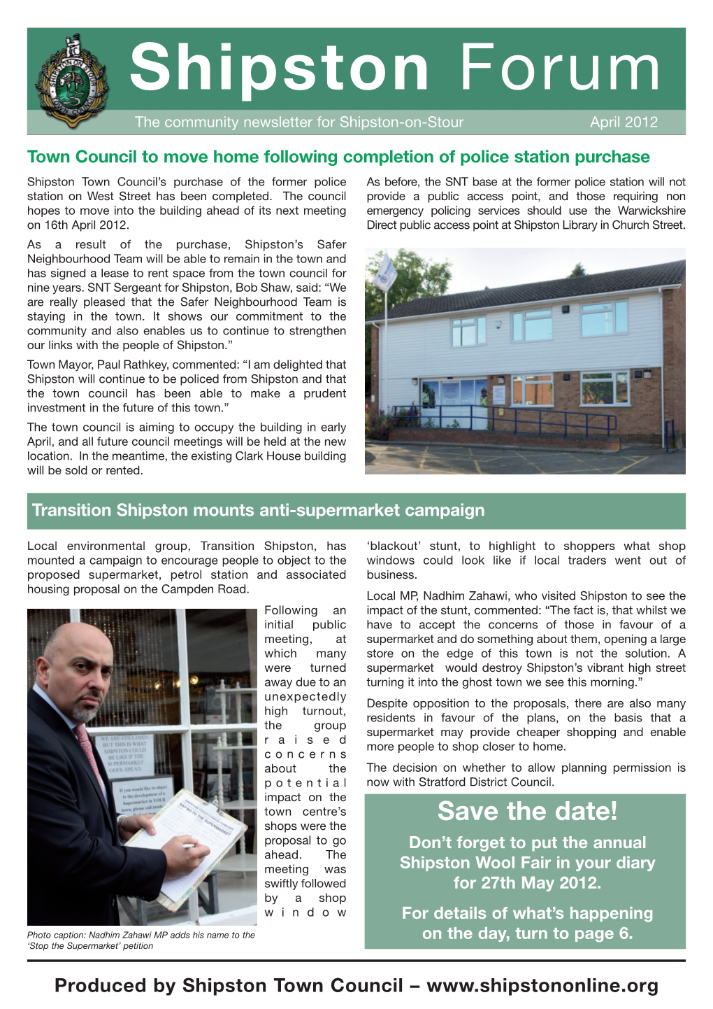 Shipston Forum the Community Newsletter for Shipston-On-Stour April 2012