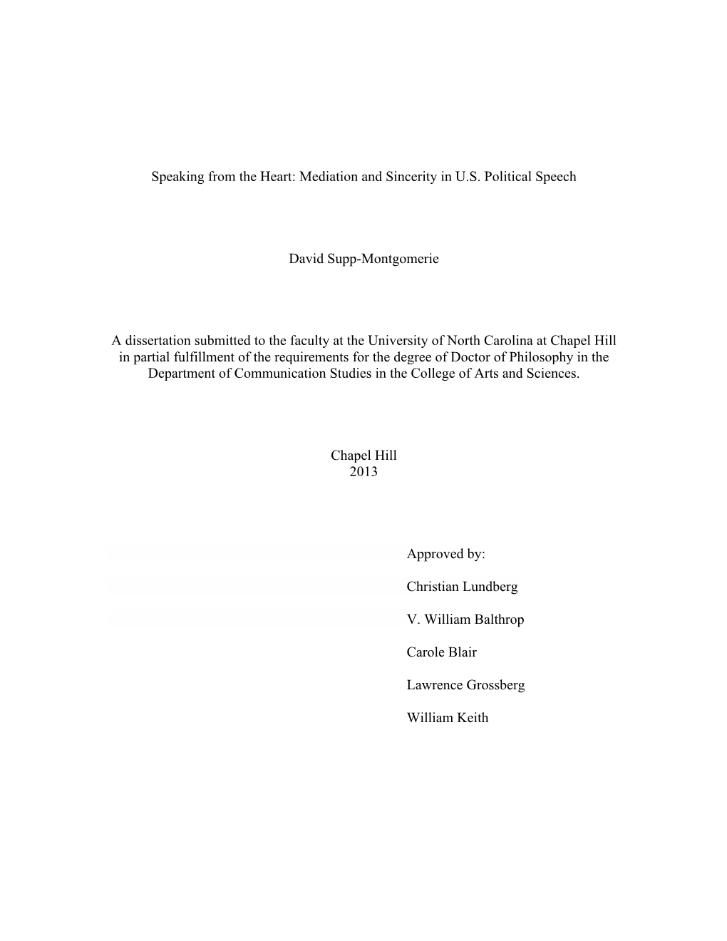 Speaking from the Heart: Mediation and Sincerity in U.S. Political Speech