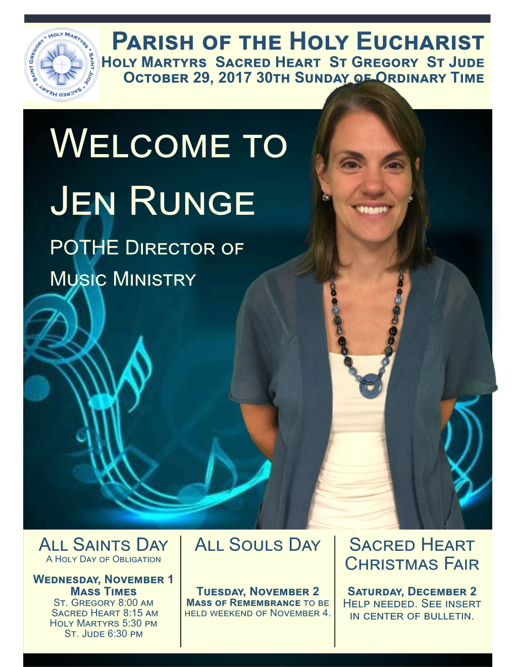 Welcome to Jen Runge POTHE Director of Music Ministry