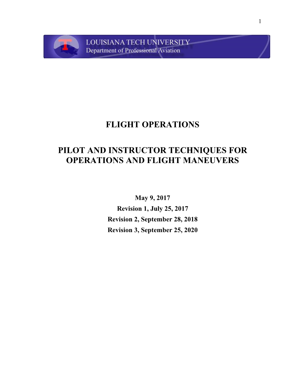 Flight Operations Pilot and Instructor Techniques For