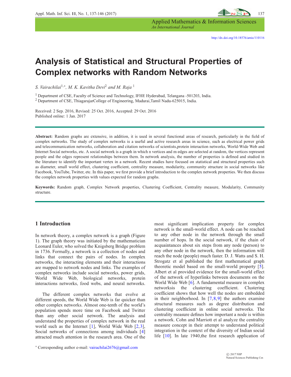Analysis of Statistical and Structural Properties of Complex Networks with Random Networks