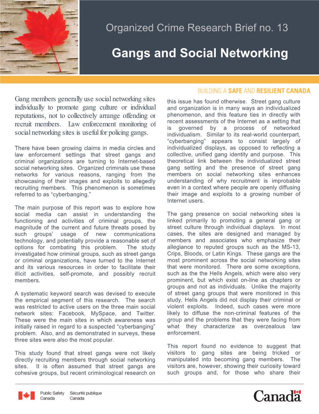 Gangs and Social Networking