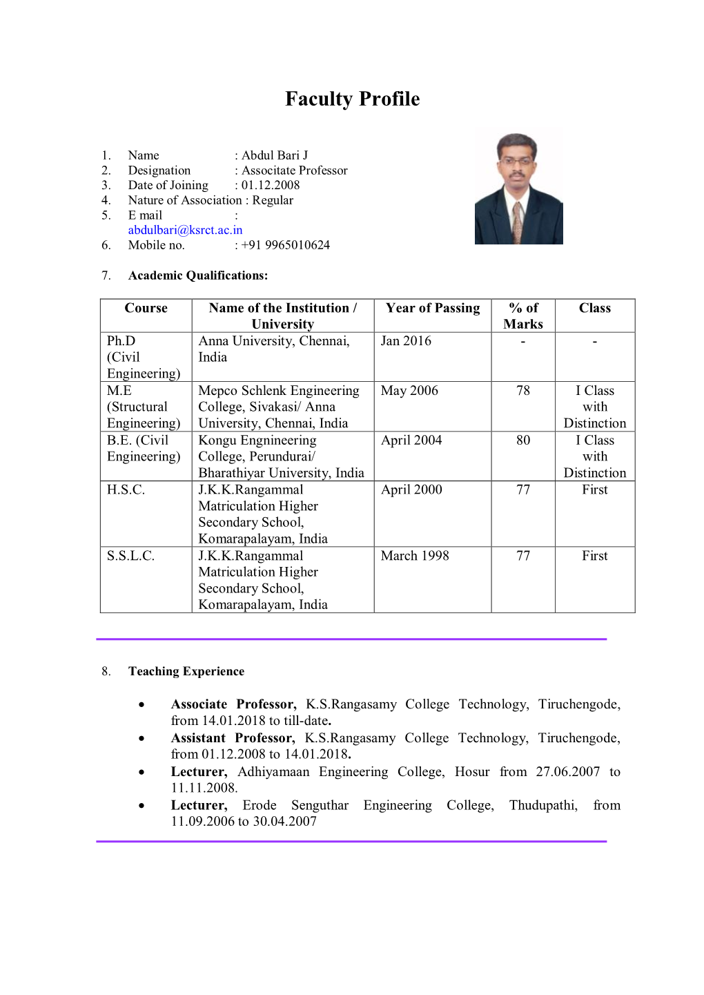 Faculty Profile