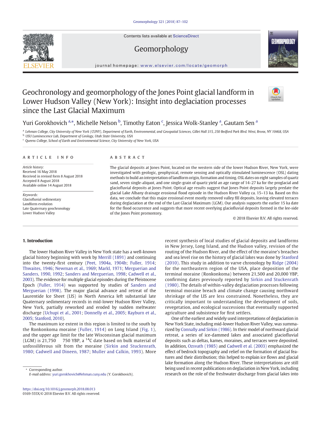 Geochronology and Geomorphology of the Jones