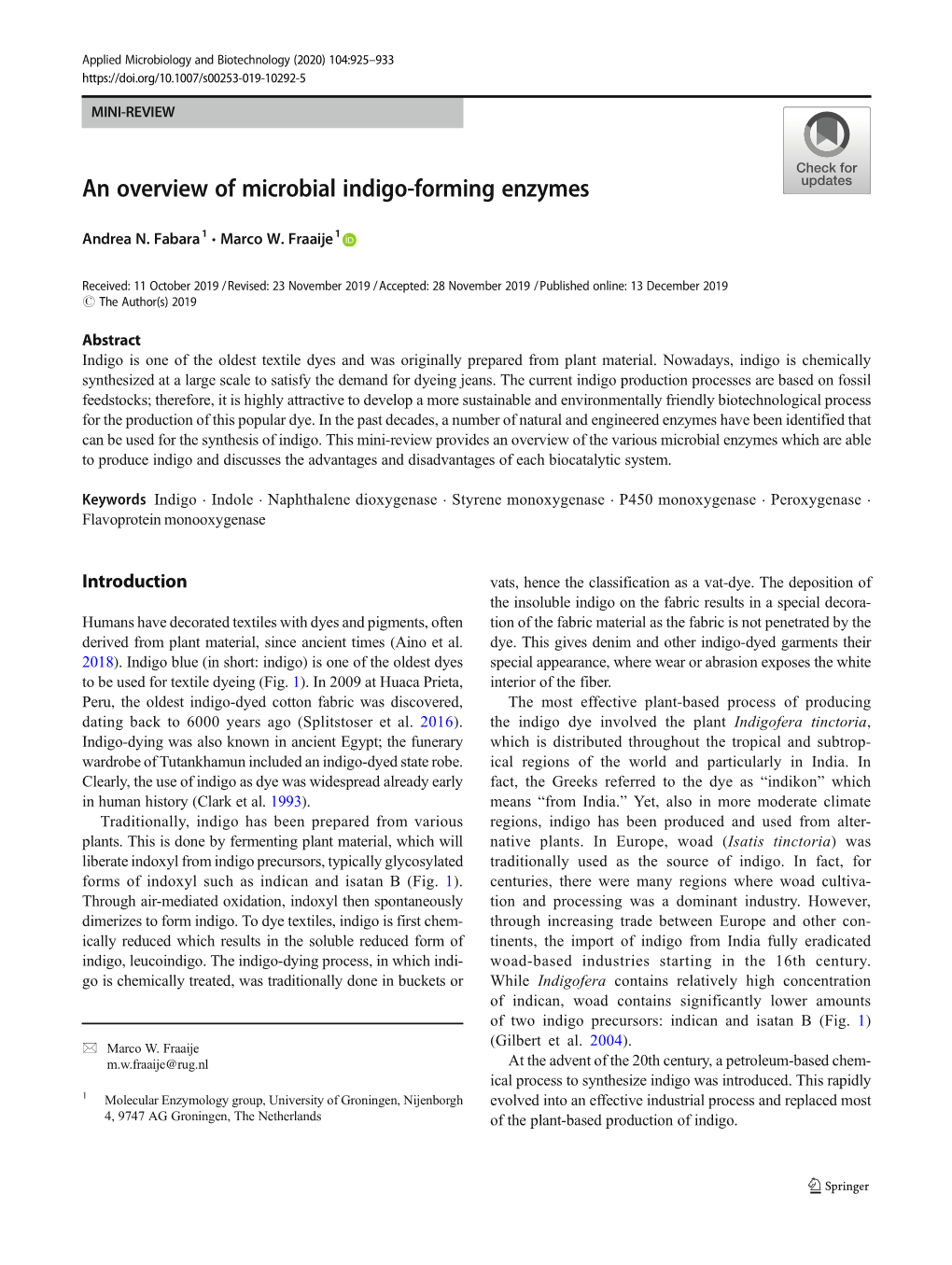 An Overview of Microbial Indigo-Forming Enzymes