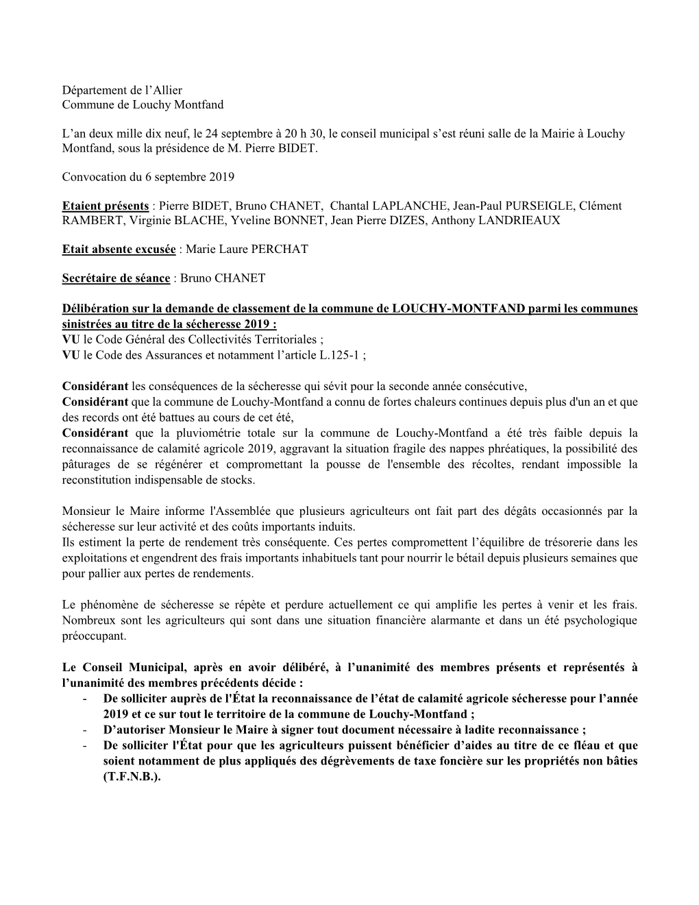 Département De L'allier Commune De Louchy Montfand L'an Deux Mille