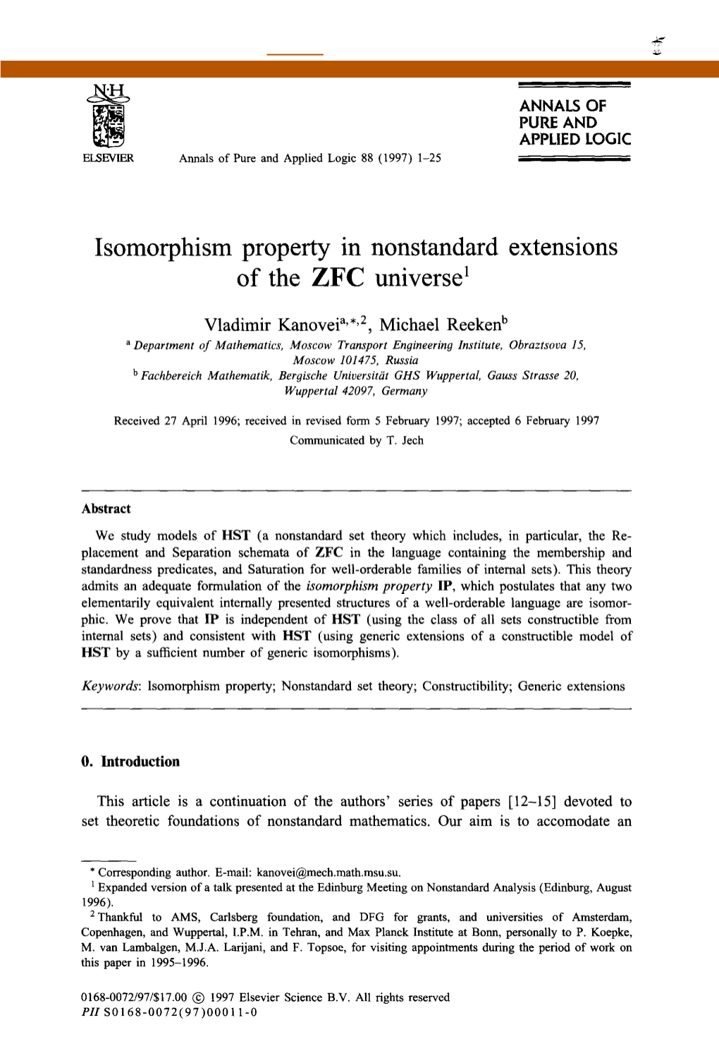 Isomorphism Property in Nonstandard Extensions of the ZFC Universe'