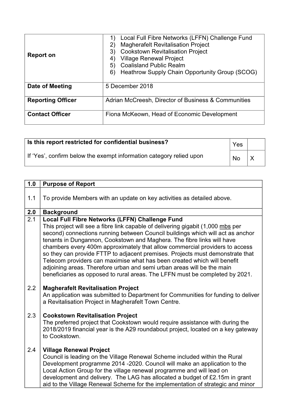 Report on 1) Local Full Fibre Networks (LFFN) Challenge Fund 2