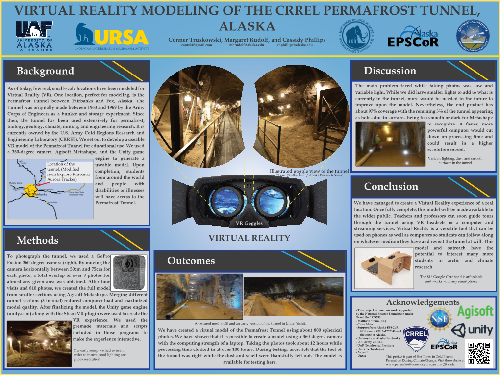 Virtual Reality Modeling of the CRREL Permafrost Tunnel, Alaska