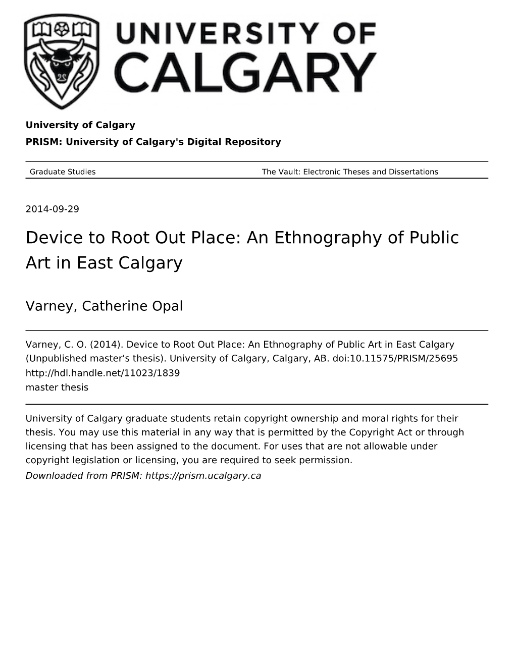 Device to Root out Place: an Ethnography of Public Art in East Calgary