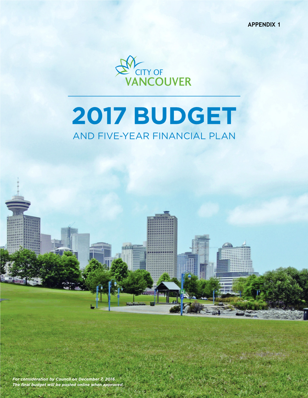 2017 Budget and Five-Year Financial Plan