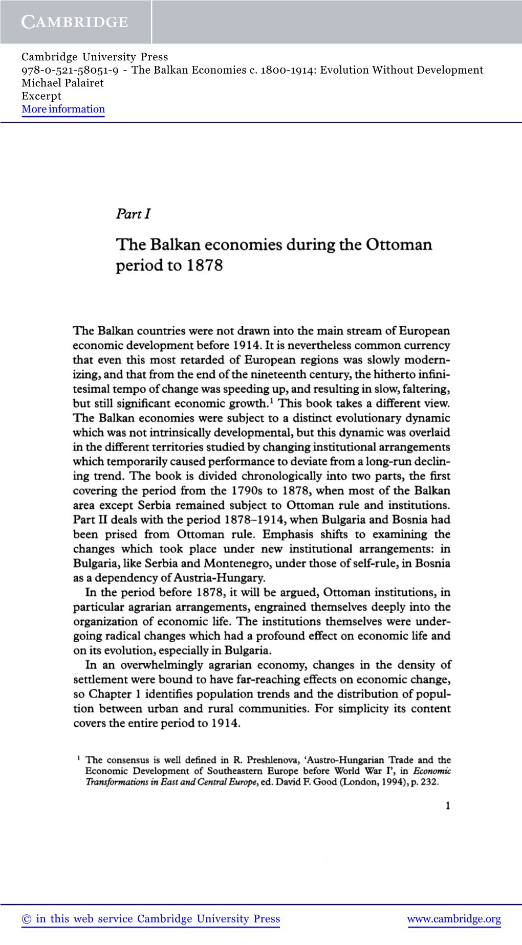 The Balkan Economies C.1800–1914