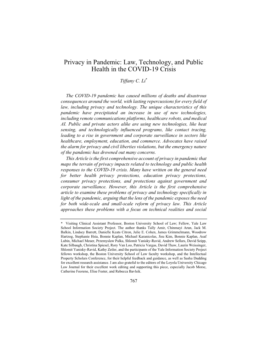 Law, Technology, and Public Health in the COVID-19 Crisis