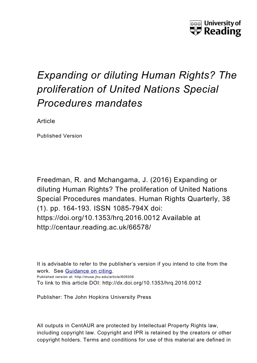 The Proliferation of United Nations Special Procedures Mandates