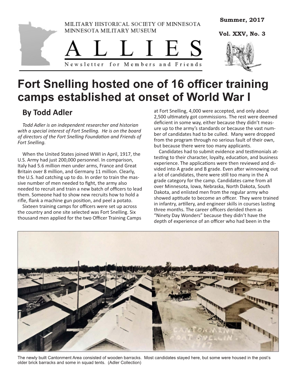 Fort Snelling Hosted One of 16 Officer Training Camps Established at Onset