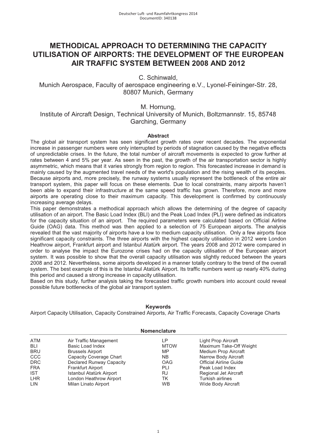 Methodical Approach to Determining the Capacity Utilisation of Airports: the Development of the European Air Traffic System Between 2008 and 2012