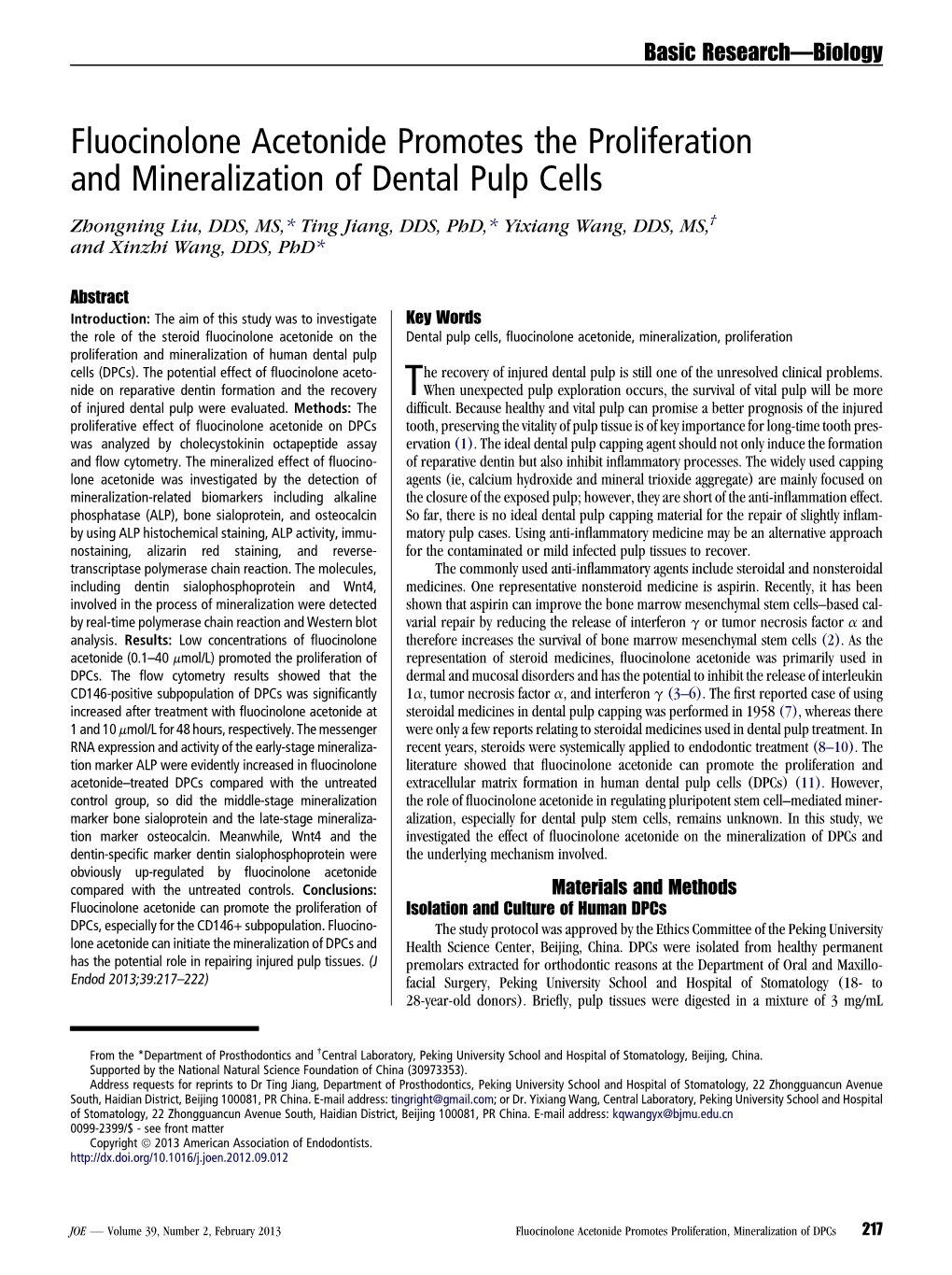 Fluocinolone Acetonide Promotes the Proliferation and Mineralization Of