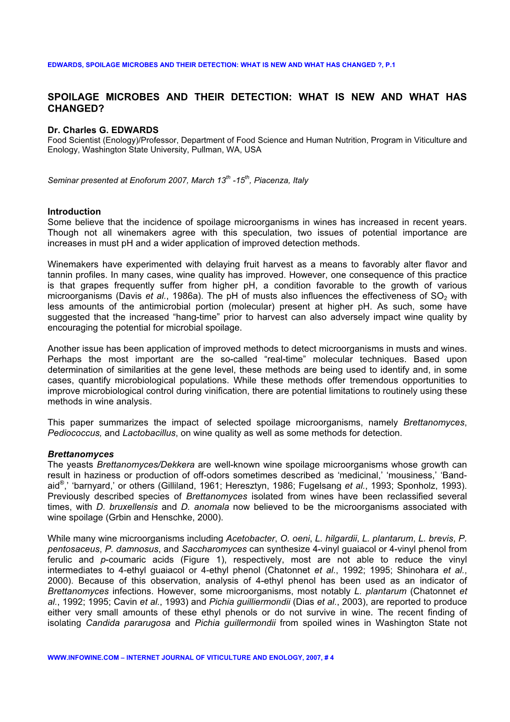 Spoilage Microbes and Their Detection: What Is New and What Has Changed ?, P.1