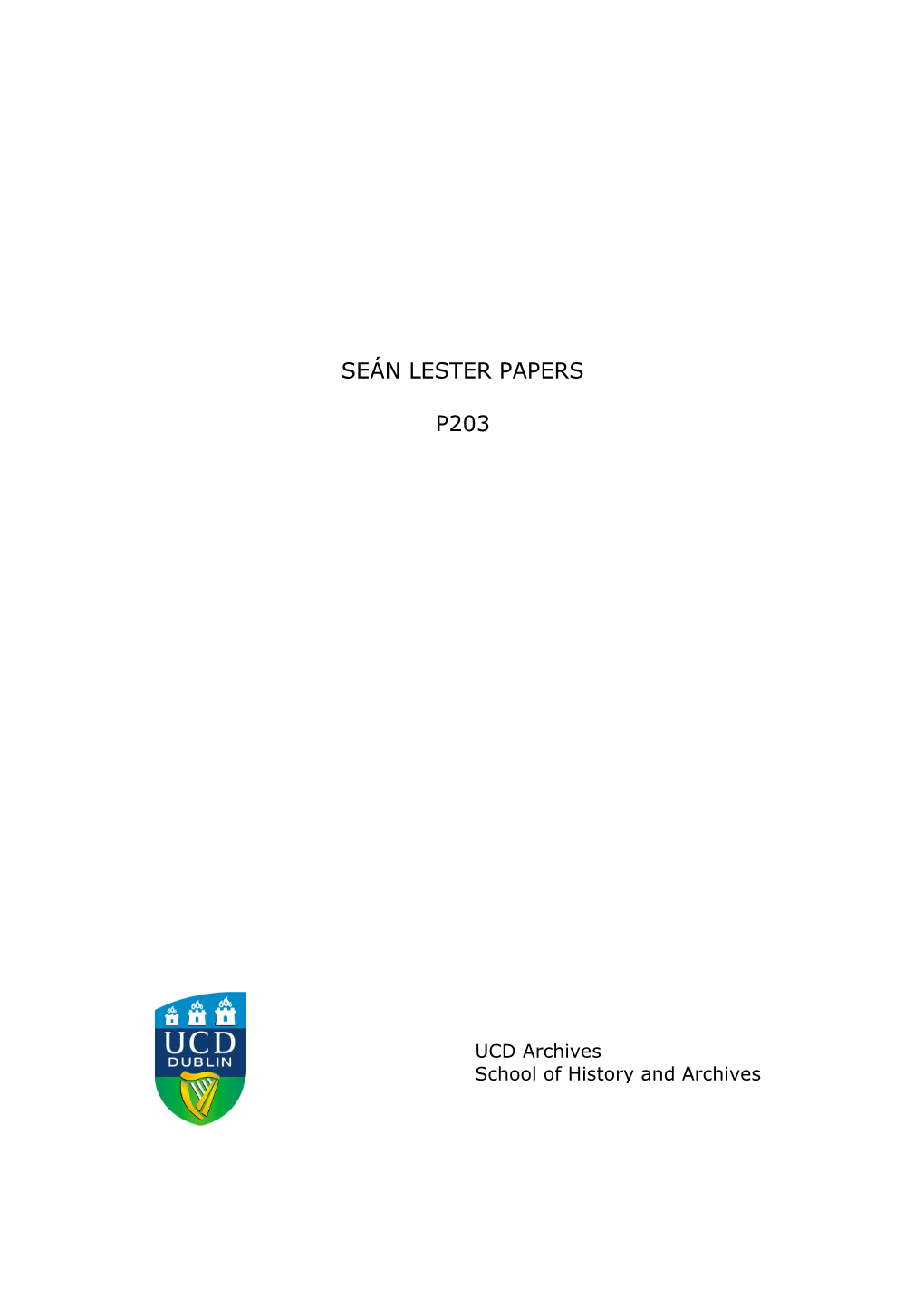 Seán Lester Papers P203
