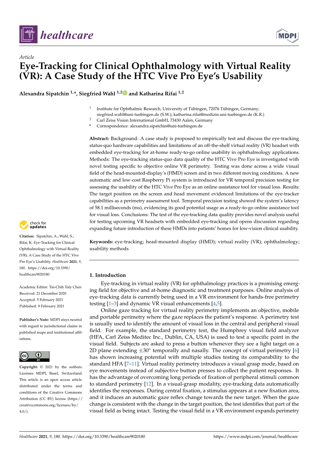 (VR): a Case Study of the HTC Vive Pro Eye's Usability