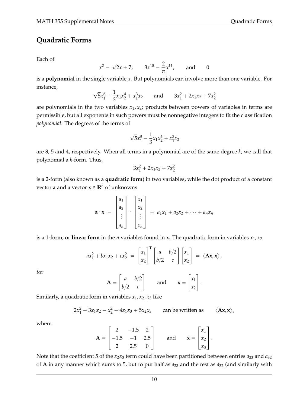 Quadratic Forms ¨