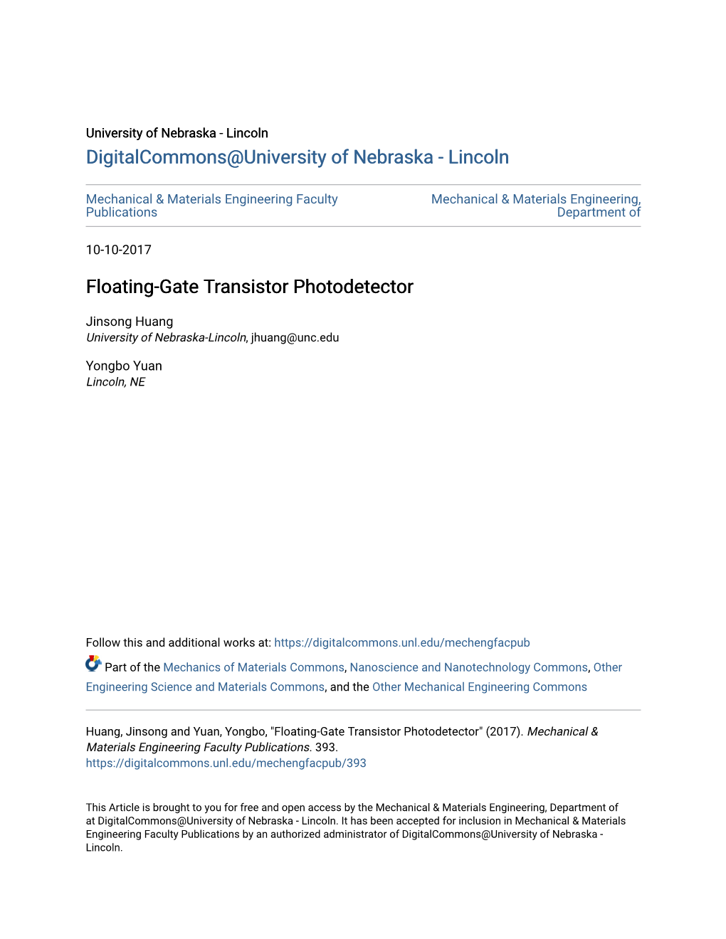 Floating-Gate Transistor Photodetector