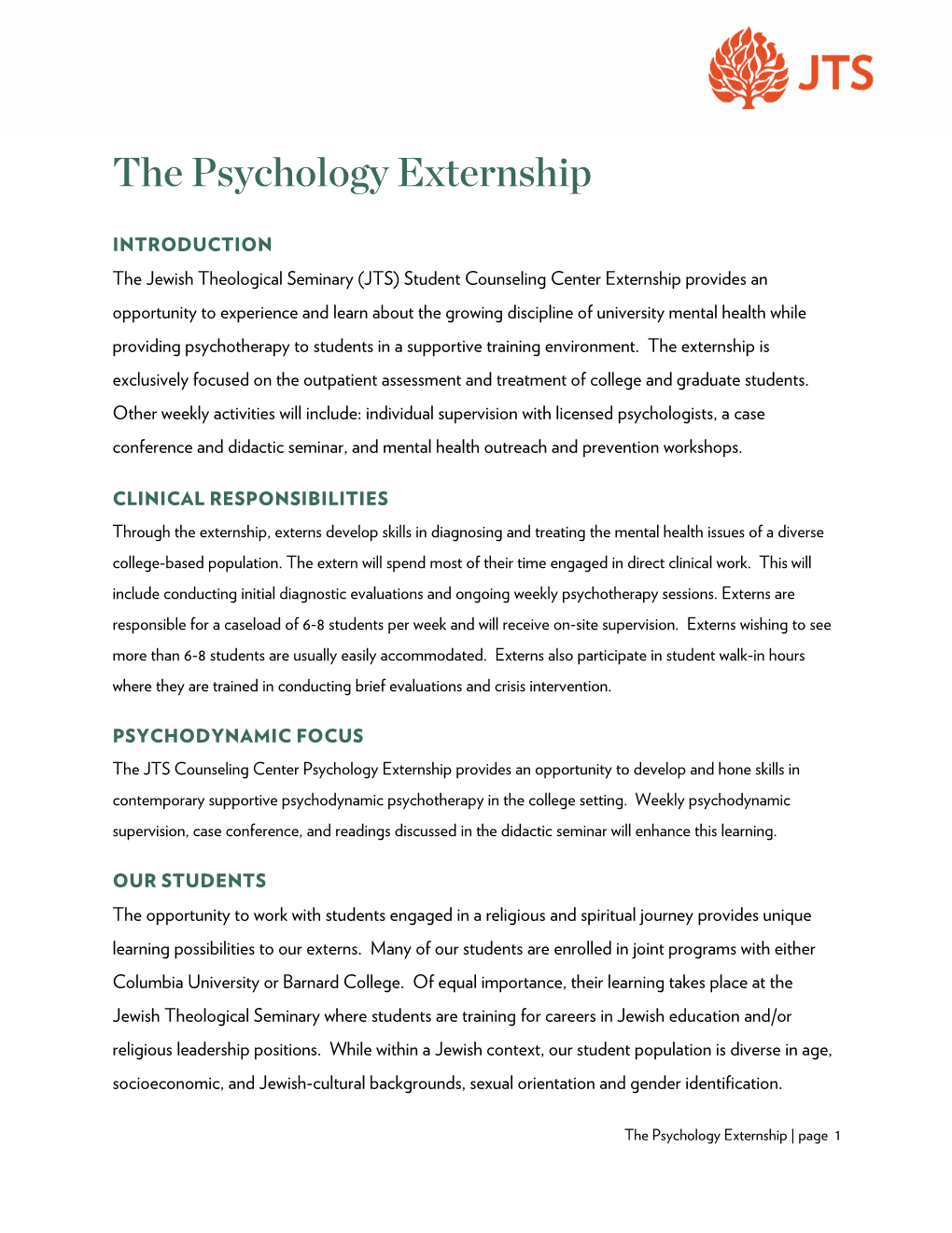 The Psychology Externship