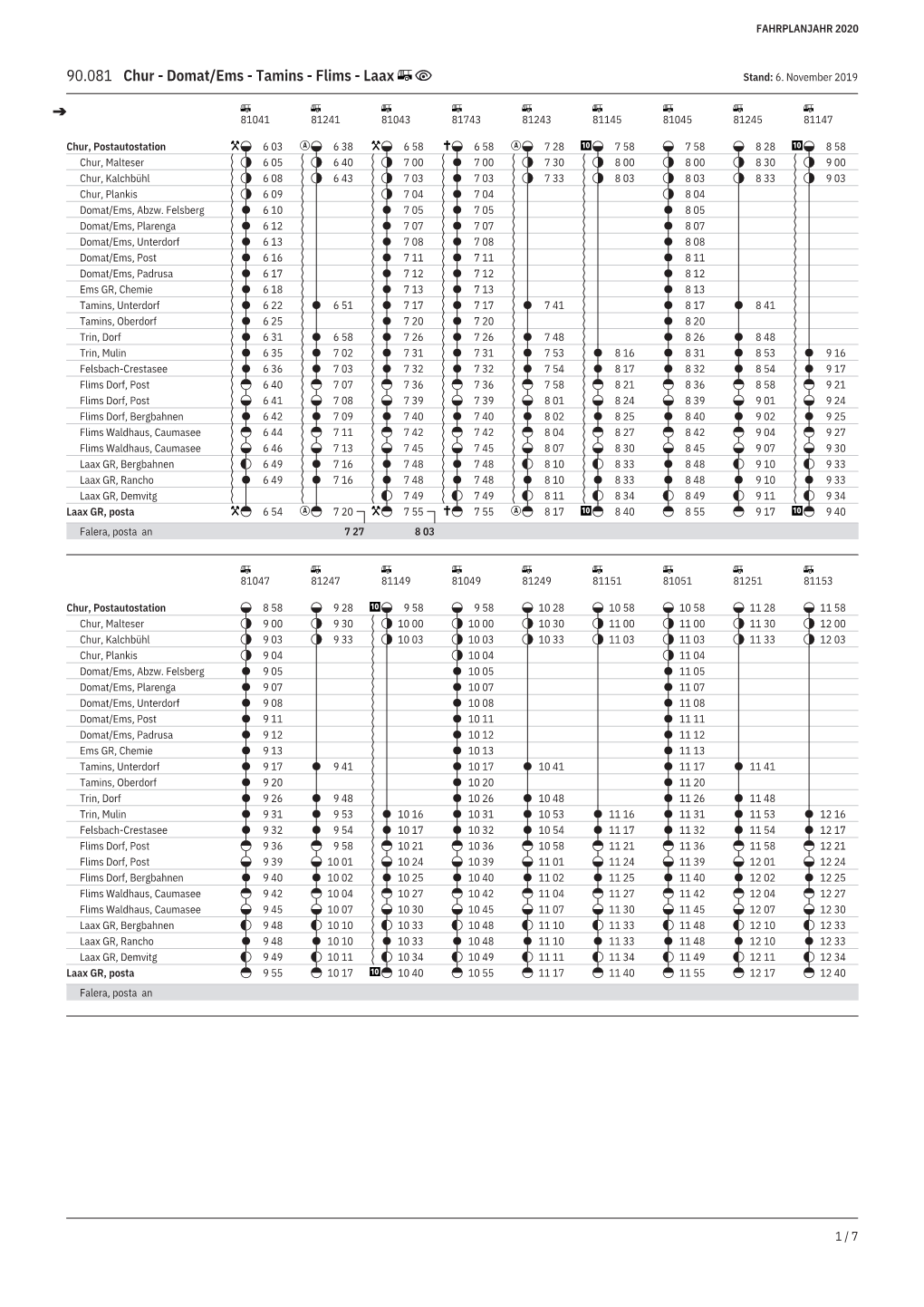 90.081 Chur - Domat/Ems - Tamins - Flims - Laax Stand: 6