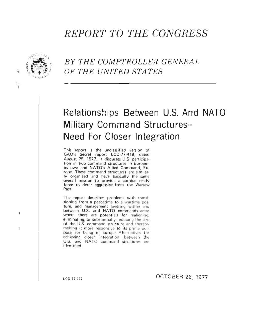 LCD-77-447 Relationships Between US and NATO Military