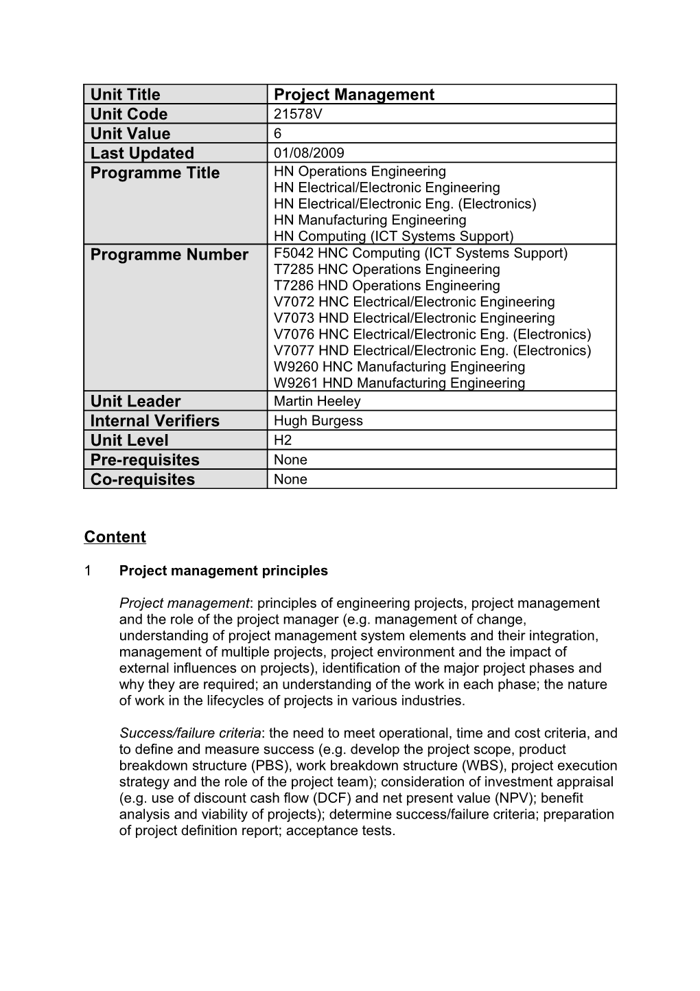 1 Project Management Principles