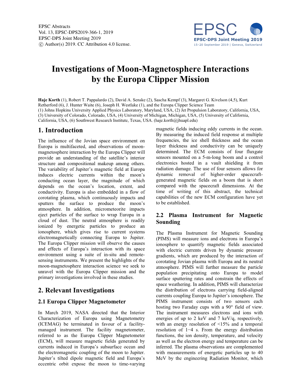 Investigations of Moon-Magnetosphere Interactions by the Europa Clipper Mission