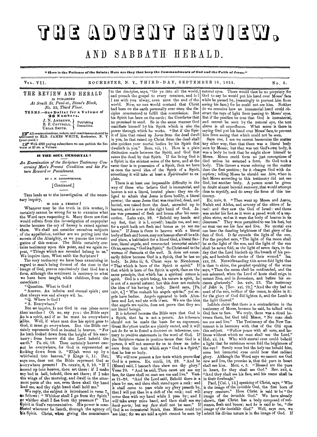 Review and Herald for 1855