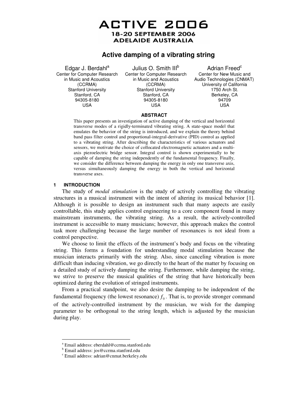 Active Damping of a Vibrating String