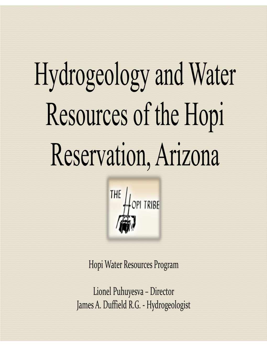 Hydrogeology and Water Resources of the Hopi Reservation, Arizona