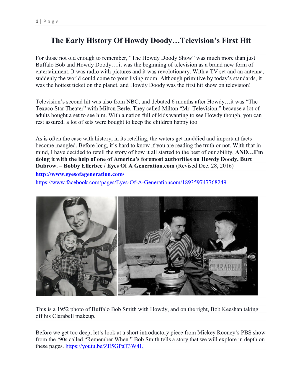 The Early History of Howdy Doody…Television's First