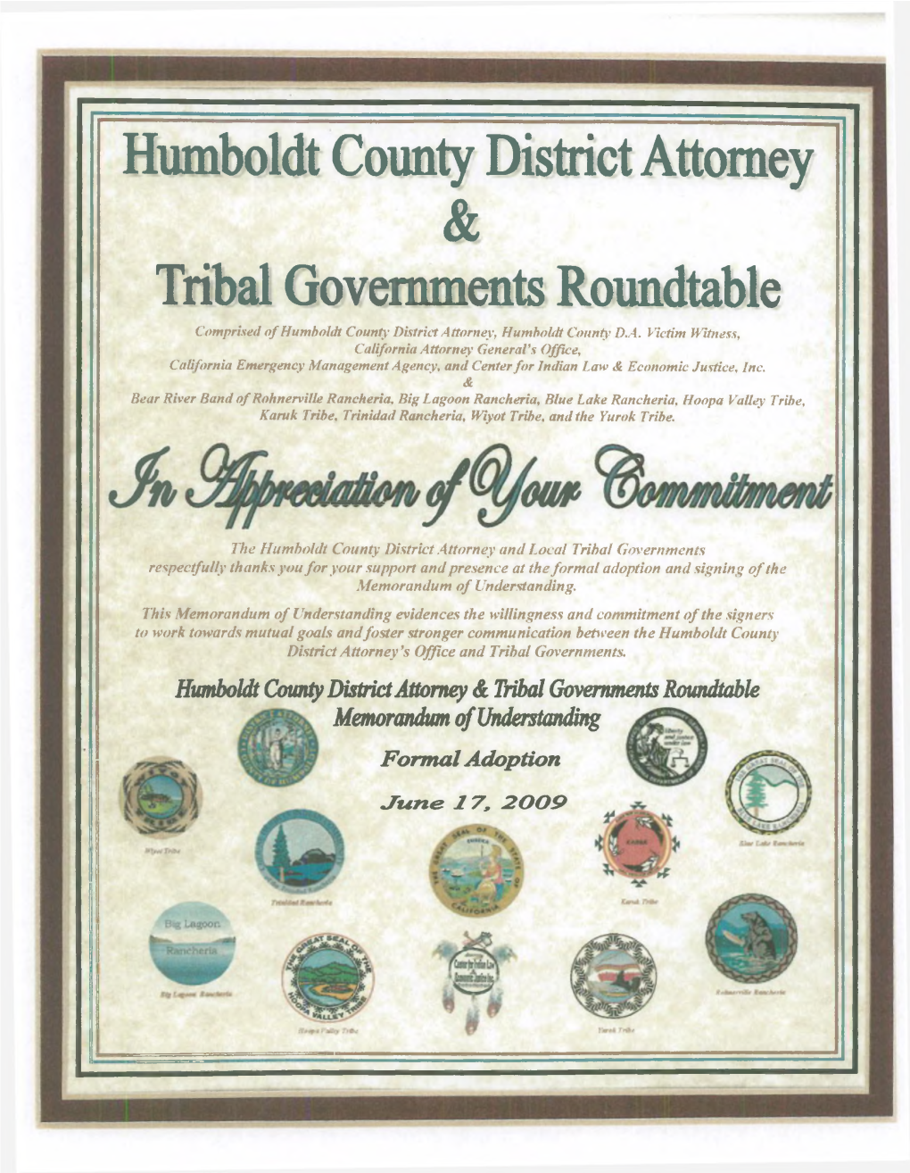 Humboldt County District Attorney & Tribal Governments Roundtable