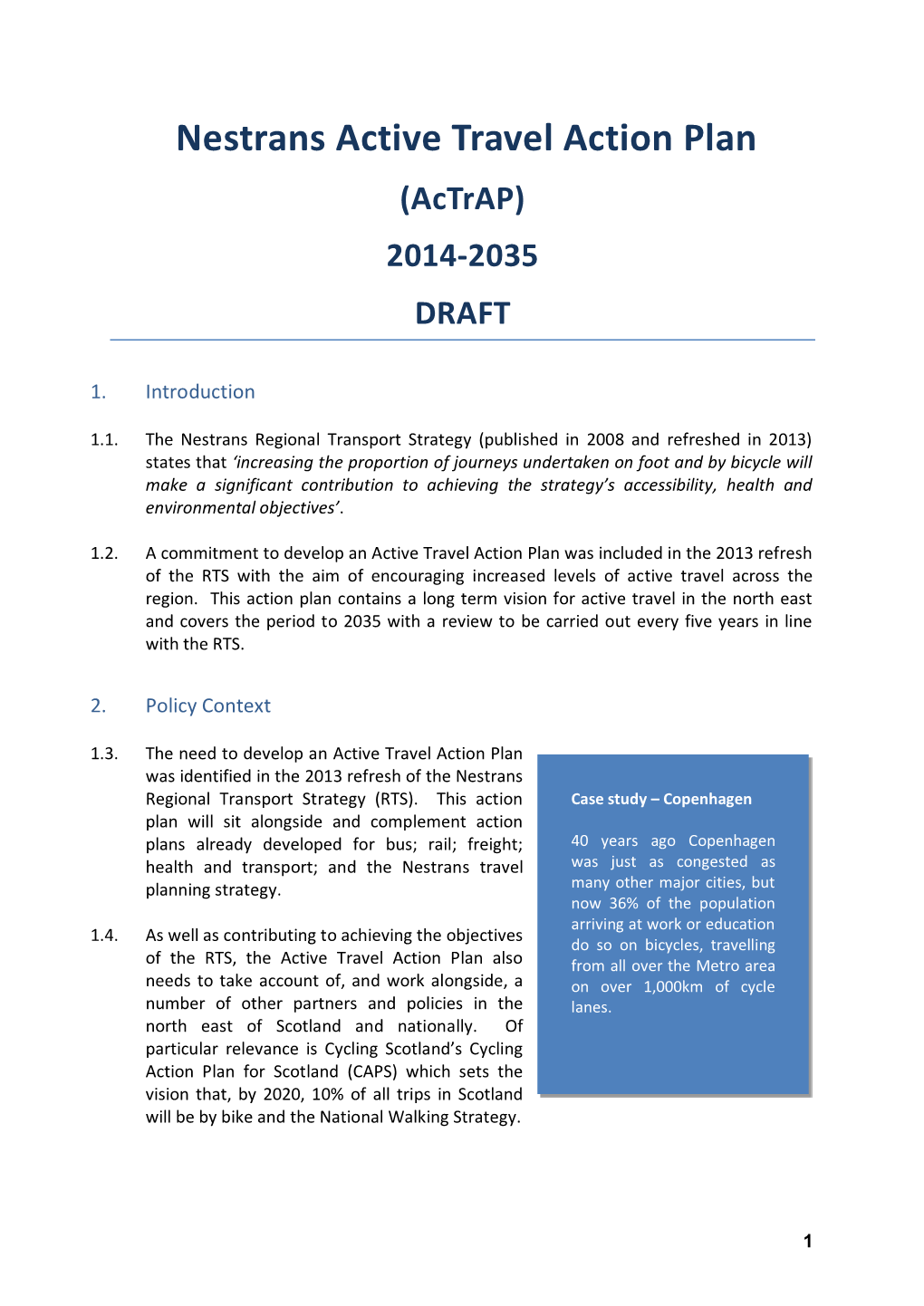 Nestrans Active Travel Action Plan (Actrap) 2014-2035 DRAFT