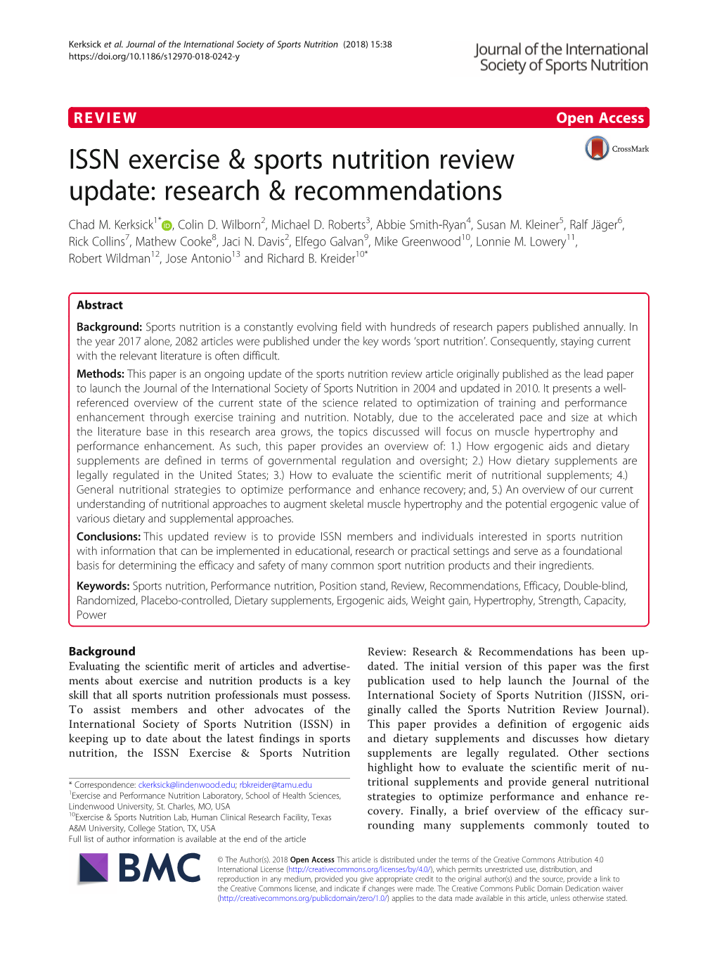 ISSN Exercise & Sports Nutrition Review Update: Research