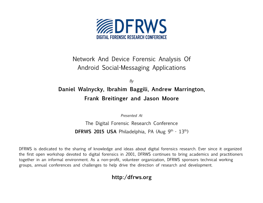 Network and Device Forensic Analysis of Android Social-Messaging Applications