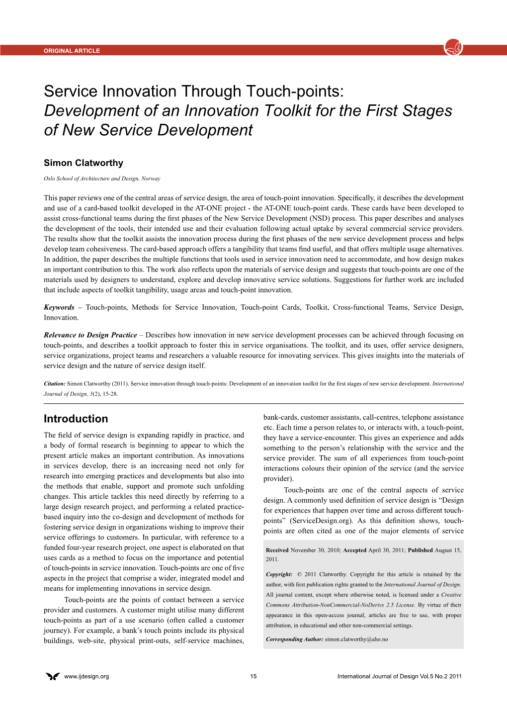 Service Innovation Through Touch-Points: Development of an Innovation Toolkit for the First Stages of New Service Development