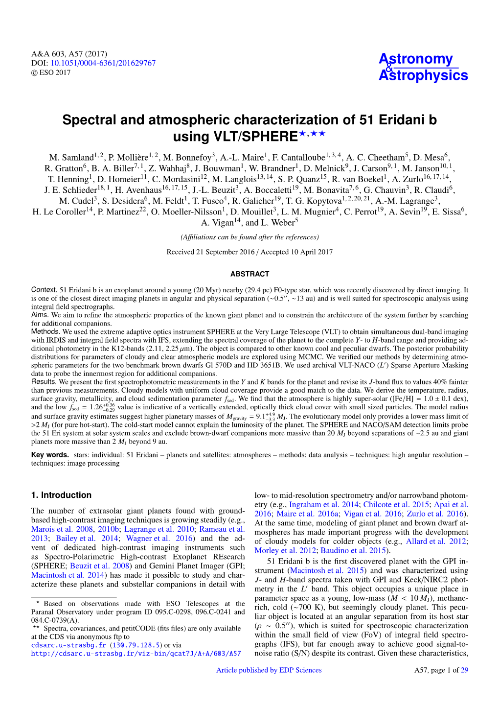 Spectral and Atmospheric Characterization of 51 Eridani B Using VLT/SPHERE?,?? M