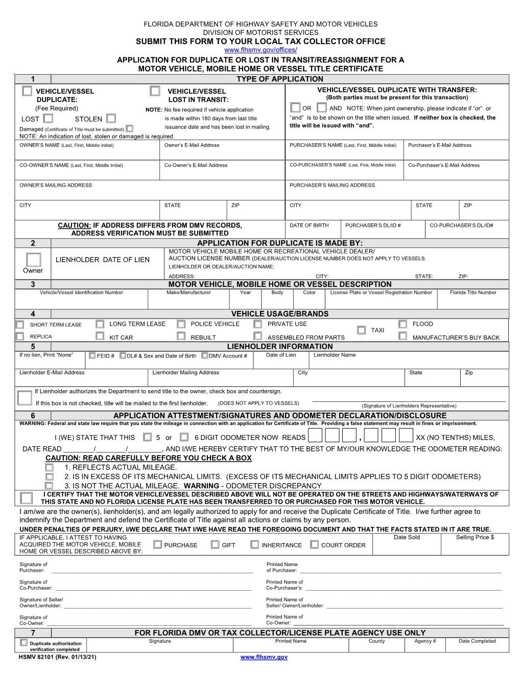 Application for Duplicate Or Lost in Transit / Reassignment for a Motor