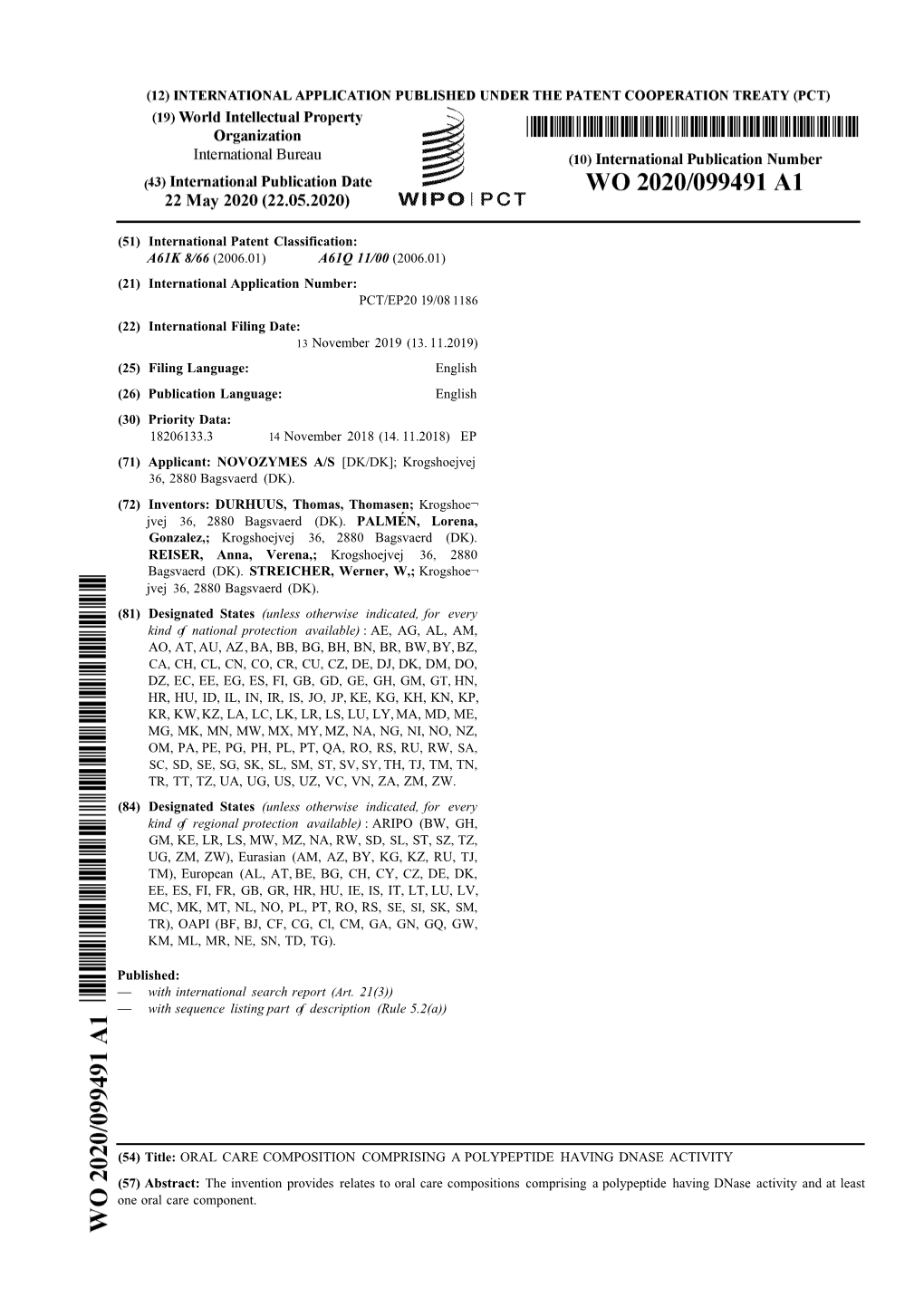 (51) International Patent Classification: A61K 8/66 (2006.01) A61Q 11/00