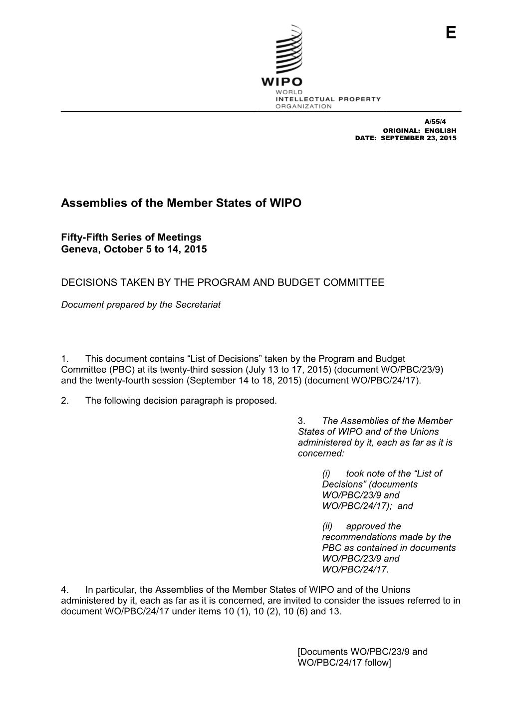 Assemblies of the Member States of WIPO s1