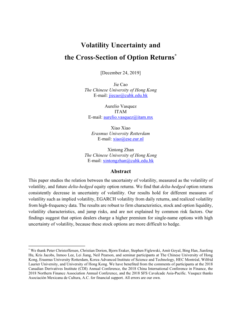 Volatility Uncertainty and the Cross-Section of Option Returns*