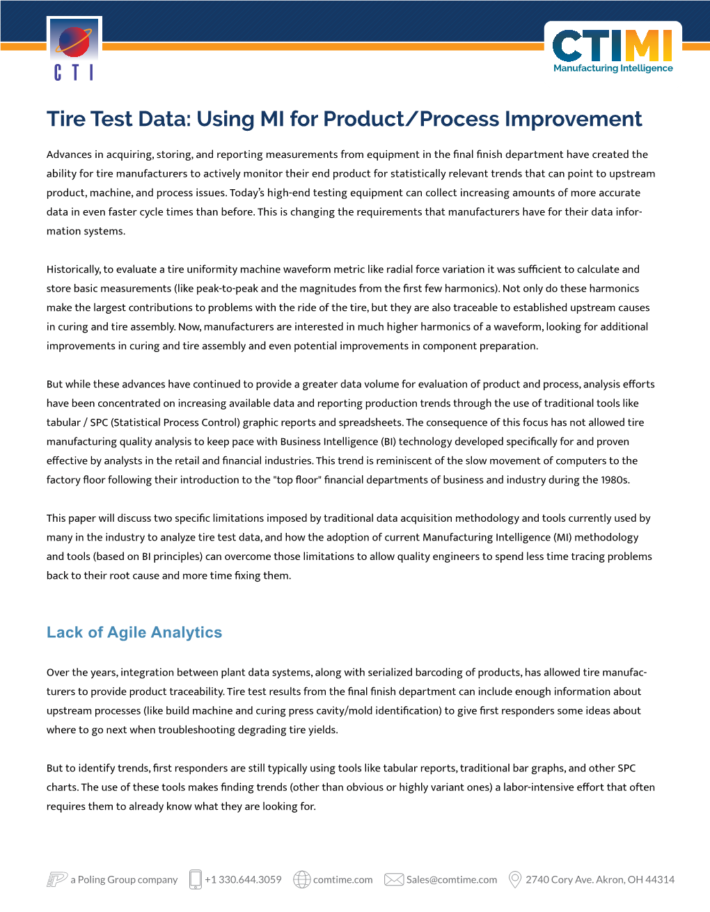 Tire Test Data: Using MI for Product/Process Improvement