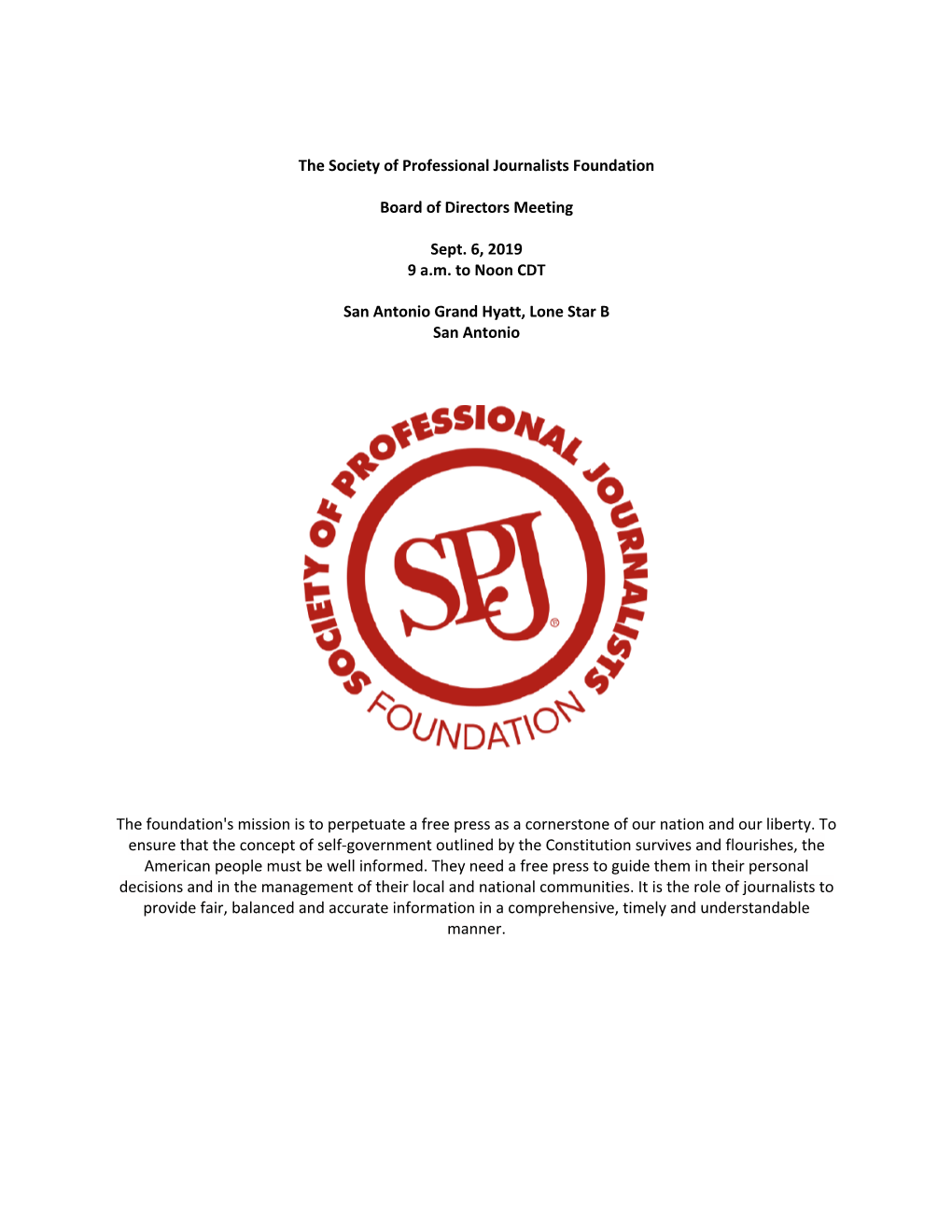 The Society of Professional Journalists Foundation Board Of