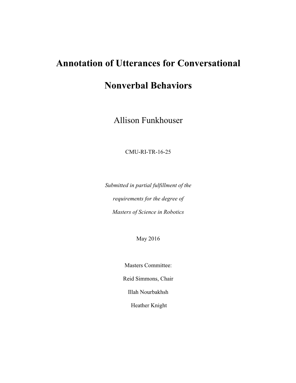Annotation of Utterances for Conversational Nonverbal Behaviors